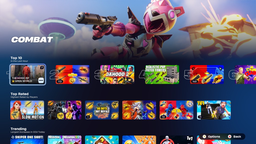 Fortnite Discover Combat category redesign